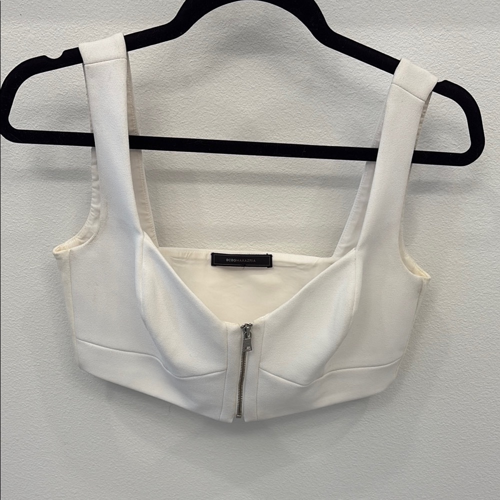 BCBGMaxAzria White Sleeveless Bustier Crop Top
